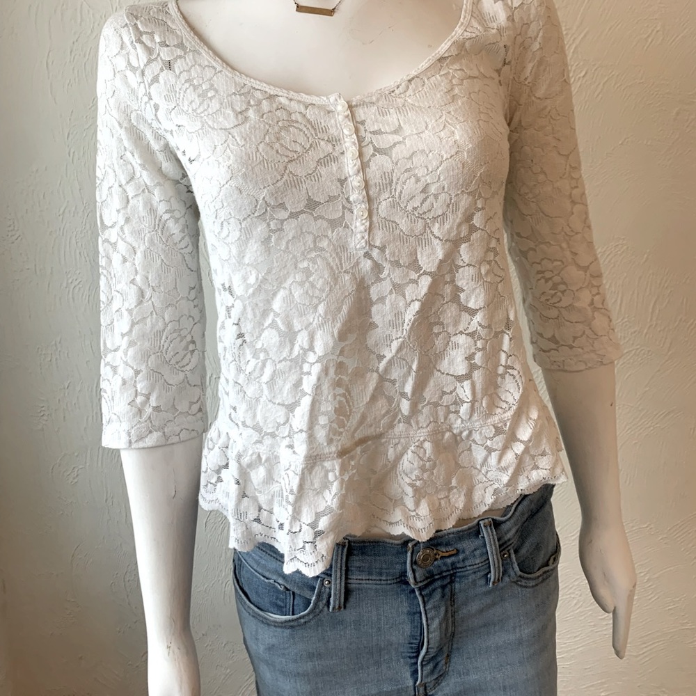 White lace front top